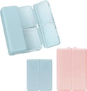 FYY 2 Pcs Daily Pill Organizer, 7 Compartments Portable Pill Case Travel Pill Organizer,[Folding Design] Pill Box for Purse Pocket to Hold Vitamins,Cod Liver Oil,Supplements and Medication-Navy+Pink