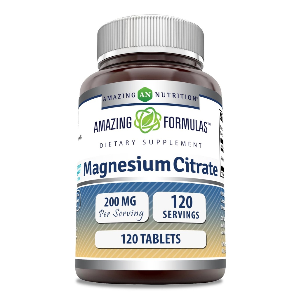Amazing Supples Magnezu Citrate 124; 200 Mg Tablets Bird124; Mineral Supplement Bird124; Non-GMO Bird124; Gluten Free Bird124; Made in USA (1 Pack, 120 Count)