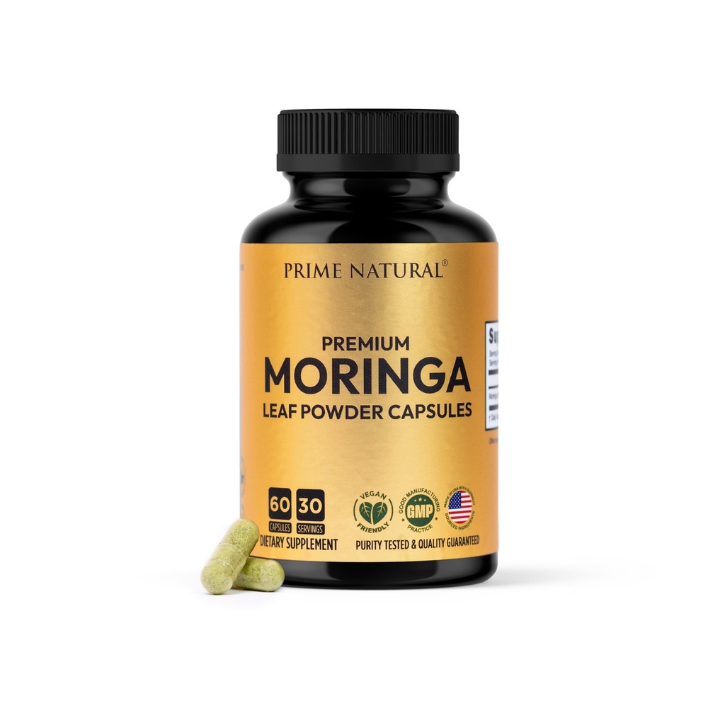 Kapsułki w proszku Moringa - Czysty Proszek Moringa, Energia, Skóra, Immune & Gut Zdrowie Superfood, Bogaty w przeciwutleniacze, Witaminy i Amino Kwasy, Natural Green Superfood Supplement - 60 Count