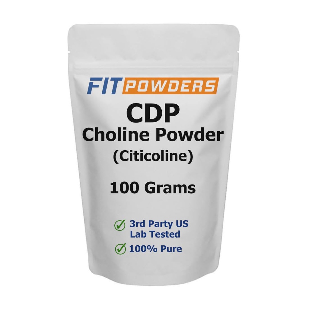 Proszek cytykoliny, Proszek choliny CDP Czysty ze Scoop, Non-GMO, Suplement Cognitive do Pamięci i Nauki (100 gramów)