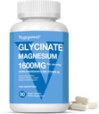 Magnezu Glicynian 1600mg Suplementy - z witaminą B6 i cynku, Witamina D3, Chelated Magnezu do snu, Mięśnie, Kości i zdrowia immunologicznego, Wysoka Absorpcja Magnesio, Non-GMO, Wegan 90 Kapsułki
