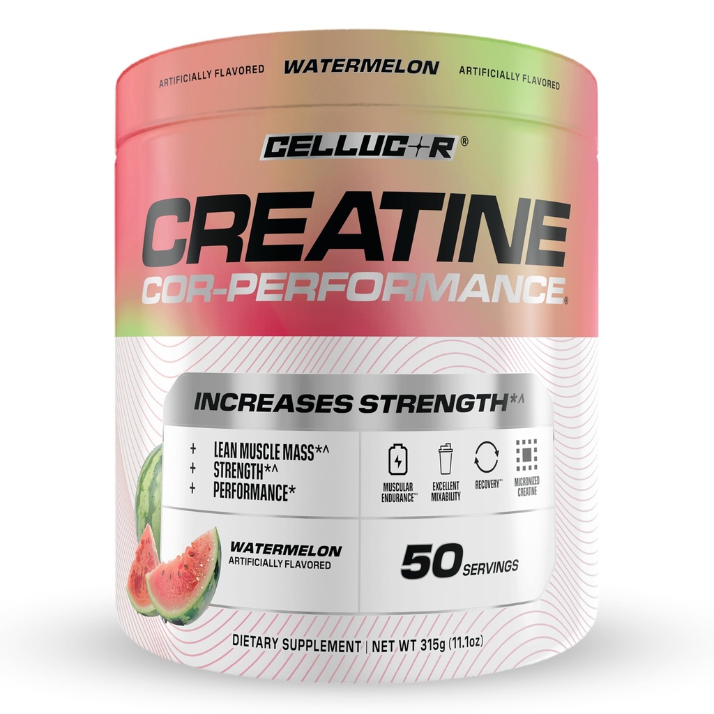 Celucor Creatine w proszku, Awatermelon Flavor - Zwiększa siłę, Lean Muscle Mass & Endurance, Stworzenie Mikronizowane do szybkiej absorpcji, 5g Kreatyna na serwowanie, 50 Służenie