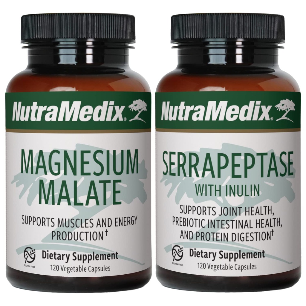 NutraMedix Fitness Plan Supplement Bundle - obejmuje magnezowe jabłko dla energii i wsparcia atletycznego oraz serrapeptazę dla Joint & Mobility Wellness - Fitness Supplements -2- Piece Zestaw kapsułki