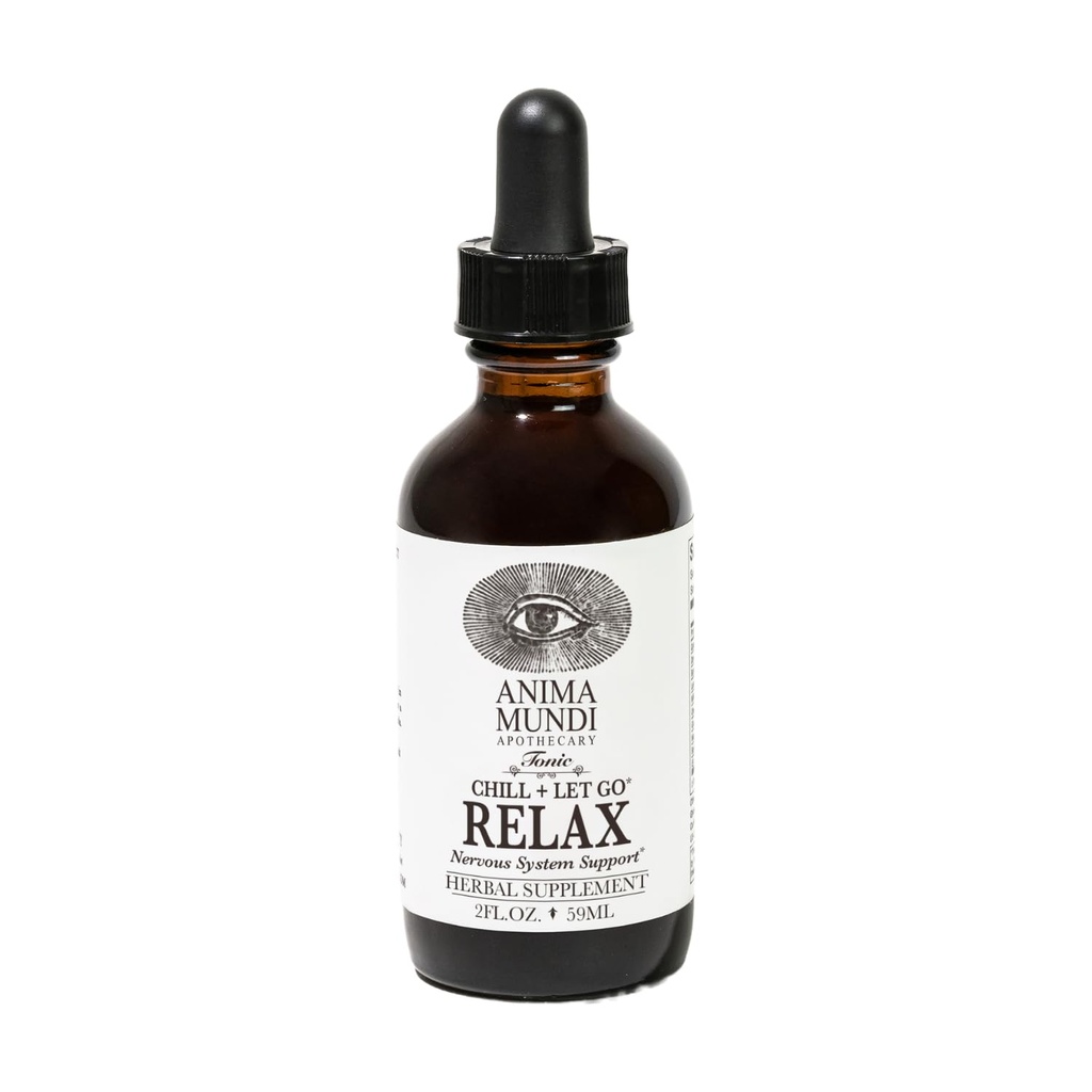 Anima Mundi Aptekarz Relax Tonic Nerwowy System Wsparcia - Natural Calm Aid & Mood Enhancer - Osiągnąć ulgę stresową z balsamem cytryny, Passionflower, Rumianek, Ashwagandha Root & Lavender (2 fl oz)