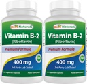 Najlepsi naturalni Witamina B2 (Riboflavin) 400mg - Migrena Relief - Kapsułki - Conezyme Prekursor - 120 Count (120 Count (Pack of 2))