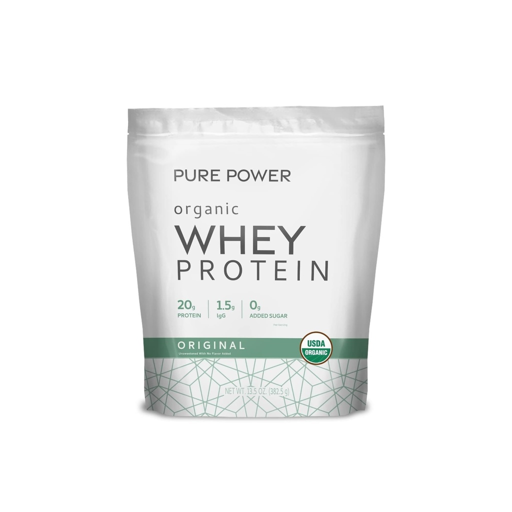 Dr Mercola Pure Power Organic Whey Protein - 20 g Protein - Wspiera wzrost mięśni i energię - Grass- Fed Whey Concentrat - 15 Służenia (20.60 oz) - Original