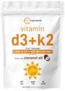Micro Składniki Witamina D3 5000 j. m. + K2 MK- 7 100 µg, 300 Softgeli 124; Olej kokosowy z pierwszego tłoczenia 124; 2-in-1 Kości, Immune & Heart Support 124; Łatwe do połykania, Non-GMO