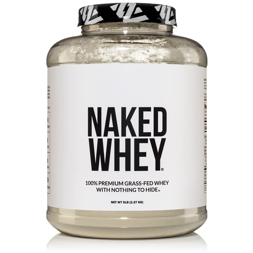 NAKED WHEY 5LB 100% Grass Fed Unflavored białka serwatki proszku - Tylko 1 Składnik, Niedenaturowany - Nie GMO, Soy lub gluten - Brak środków konserwujących - Promowanie wzrostu i odzyskiwania mięśni - 76 Sługi