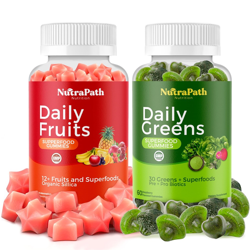 Superfood Owoce i warzywa Gummies (120 Chews), 12 + Superfruits & 30 Warzywa, Owoce & Zioła, Owoce i Witaminy roślinne, Nie- GMO, Pectin- based, Gluten- Free