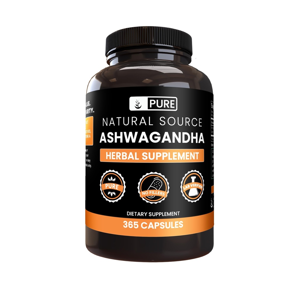 Pure Original Ingredients Ashwagandha (365 kapsułki) No Magnez Or Rice Fillers, Always Pure, Laboratorium zweryfikowane