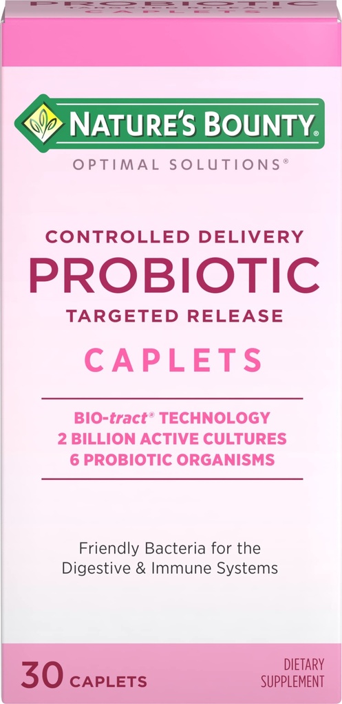 Nature 's Bounty Probiotic, Controlled Delivery Dietary Supplement, Wspiera Digestive, Zdrowie jelitowe i immunologiczne, 30 Kapsułki, 30 Całość Sługi