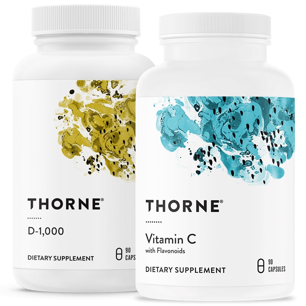 CRONE - Immune Support Combo - Witamina D3 i Mieszanka witaminy C dla zdrowej funkcji immunologicznej - 30 do 90 Służenia