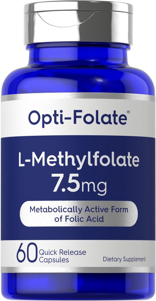 Carlyle L Metylfolan 7,5 mg 124; 60 Kapsułek 124; Zoptymalizowany i aktywowany 124; Non- GMO, Gluten wolny 124; Metyl Folate, 5- MTHF X124; Opti- Folate