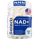 NAD + Suplementy dla mężczyzn - Dodatki do Prostate tlenku azotu dla mężczyzn z Resveratrol, CoQ10, L Citruline i Lycopene do anty- starzenia, Stamina i Cellular Energy Support 60 Kapsułki