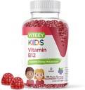Witamina Viteey B12 dla dzieci Gummies, 1000mcg - Metabolizm, Naturalne wsparcie energetyczne - Wegan, Żelatyna wolna, Gluten wolny, GMO wolny - Smaczne Chewable B12 Malina smakowe Gumy