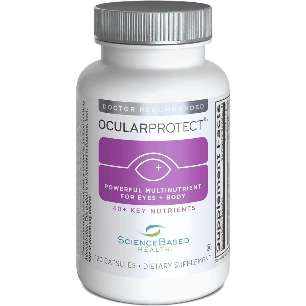 ScienceBased Health OcularProtect - Daily Multivitamin with Advanced Eye Health Support - 40 + Key Nutrivents with Lutein, Zeaksantyna, Turmeric & Quercetin - Immune & Antioksydant Support