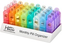 Monthly Pill Organizer 2 Times a Day, 30 Day Pill Box AM PM, Morning and Night One Month Pill Box Organizer with Daily Removable 31 Day Pill Organizers and Organizing Tray