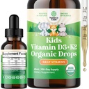 Natury Rzemiosło Dzieci Witamina D3 K2 Krople - Organiczna Witamina D dla dzieci z silnymi kośćmi i łącznikami - Niemowlęta, Dzieci i Toddler Immune Support Drops Liquid Supplement - 60 ml