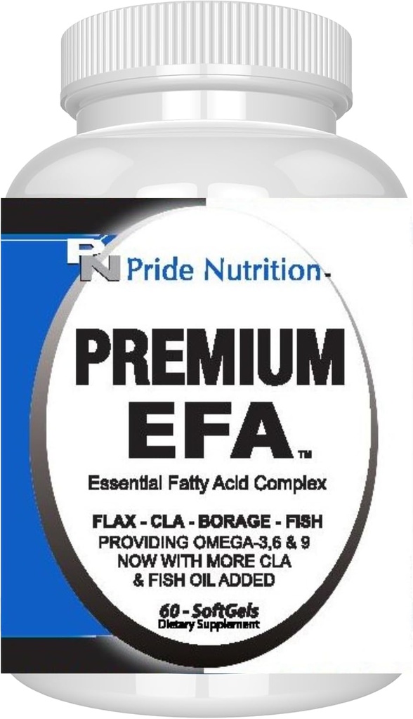 Pride Nutrition Premium EFA Omega 3- 6- 9 Suplement dla mężczyzn i kobiet 5 w 1 - EPA, DHA, GLA, ALA & CLA Esential Fatty Acids with Fish Oil - Softgel Pills