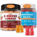 2Pack Berberine Supplement Gummies 1500mg + 2Pack Magnezu Malate with CoQ10- 100mg Gummies