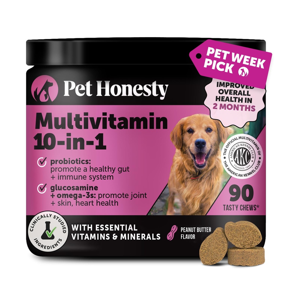 Multivitamin Dog Supplement, Glukozamina chondroityna dla psów, Probiotyki, Omega Fish Oil, Dog Supplements & Vitamin, Witaminy dla skóry i Coat alergie, (Masło orzechowe 90 ct)