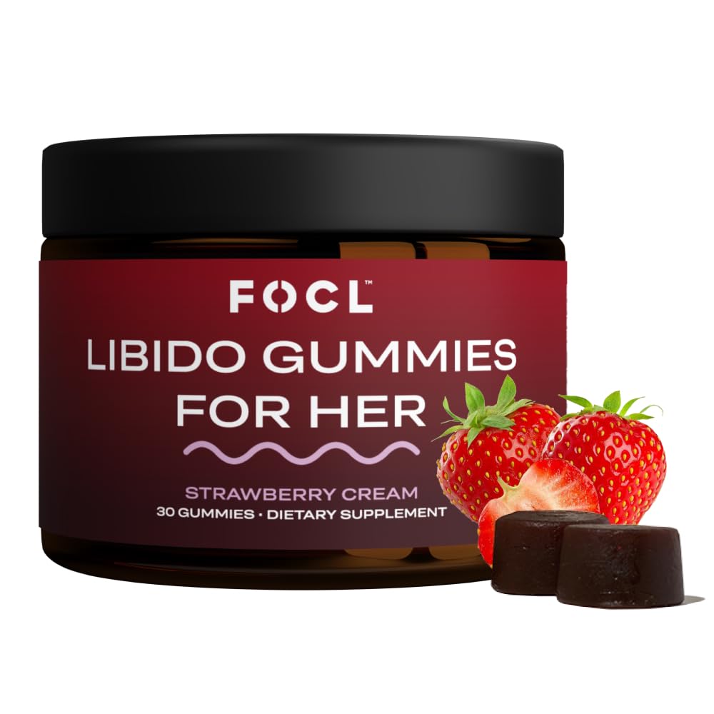 FOCL Kobieta Libido Booster dla kobiet - Boost Desire, Arousal, Energia, Pomaga Promować Hormon Równowaga - Napalone kozie Weed, Kozieradka & Zielona herbata (30 Gummies truskawka śmietana)