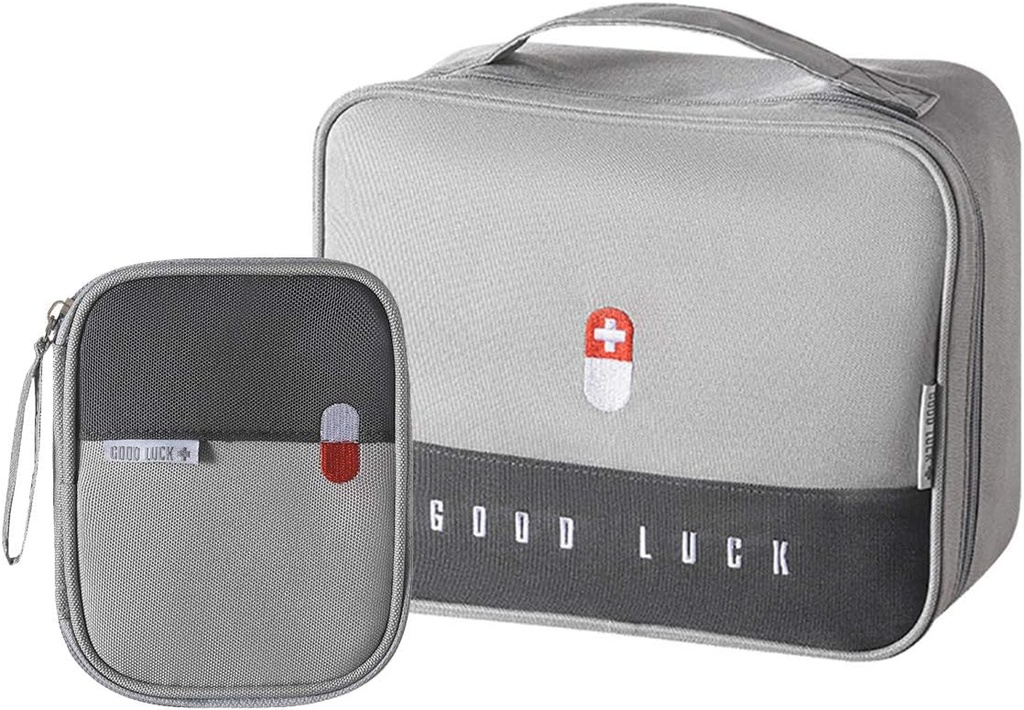 Puste torby pierwszej pomocy Podróże Medical Supplies Izolated Medicine Bag Wygodny zestaw bezpieczeństwa Garnitur dla rodziny na zewnątrz Turystyka Camping Car Office Workplace, Grey