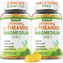 Liposomal L- Theanine 200mg Magnezu Glicynian 400mg Gummie z GABA, 5HTP, Apigenin, Witamina B6 & D3, Ashwagandha, Lemon Balm Leaf, Melatonin Free Sleep Chewable for Relax Mood & Muscle, 2 opakowania
