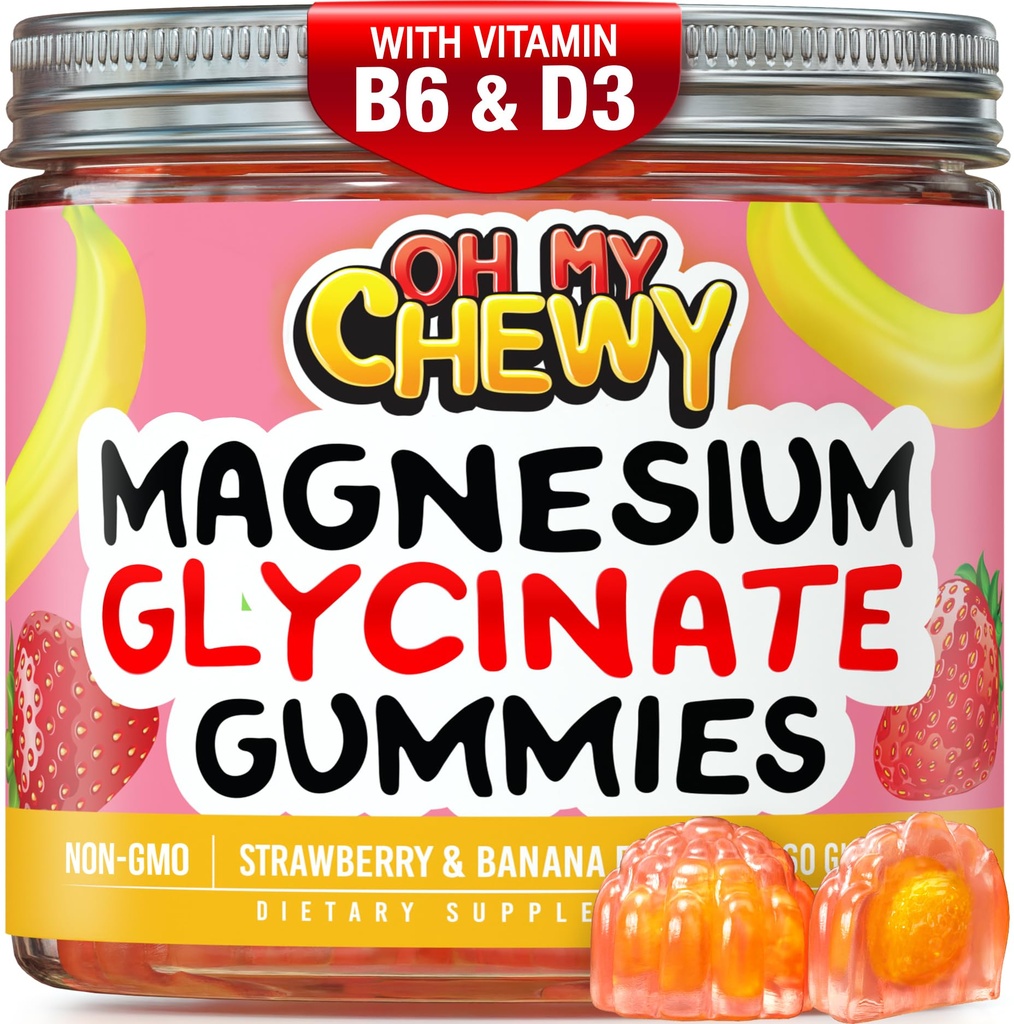 Center- Filled Magnezu Gummies 400MG - Wysoka absorpcja dla dzieci, młodzieży i dorosłych - Suplement do snu, spokój i relaksacja mięśni z B6 & D3 - Gluten Free & Vegan Friendly - 60 Count