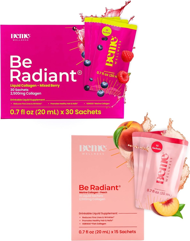 BeMe BeRadiant Peach & Berry Bundle - Płynne Colagen Drink Supplements