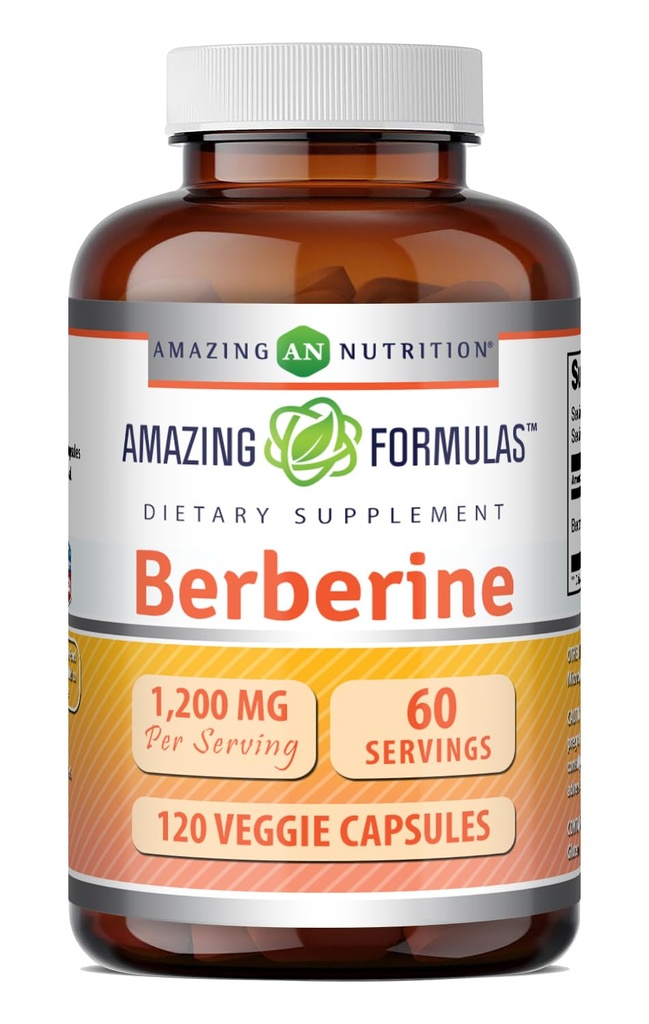 Amazing Supplement Berberine Equipment 124; 1200 Mg per Serving Equipment 124; Veggie Capsules Equipment 124; Non-GMO Equipment 124; Gluten- Free Equipment 124; Made in USA (1 Pack, 120 Count)