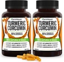 Kurkumina kurkumina z BioPerine Black Pepper & 95% Kurkuminoidy, Maksymalna absorpcja do wspólnego wsparcia, Kapsułki niezawierające GMO Turmeric, Made in USA - 180 Czapki Veg