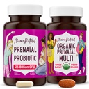 Mama Natural Prenatal Bundle - Organiczne witaminy prenatalne dla kobiet + ukierunkowane probiotyki dla ciąży & Poppartum Wellness - Tylko 2 pigułki dziennie - Vegan & Non-GMO (30 Day Supply)