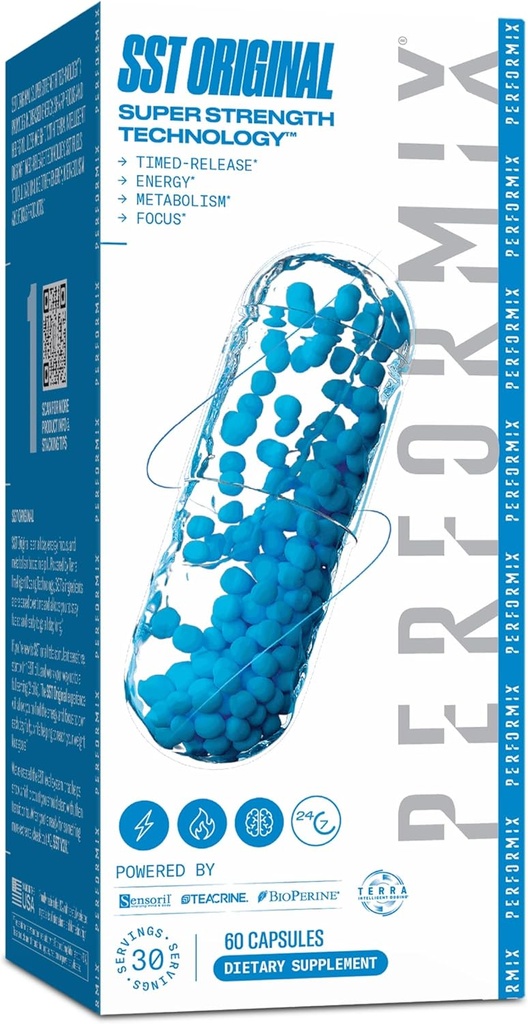 PERFORMIX - SST Original - Pre Workout - 250 mg Kofeina - Suplementy energetyczne - No Crash - Cele Fitness - Nootropic - Timed- Release for All Day Focus, Mood & Energy Boost - Mężczyźni i kobiety - 60 Kapsułki