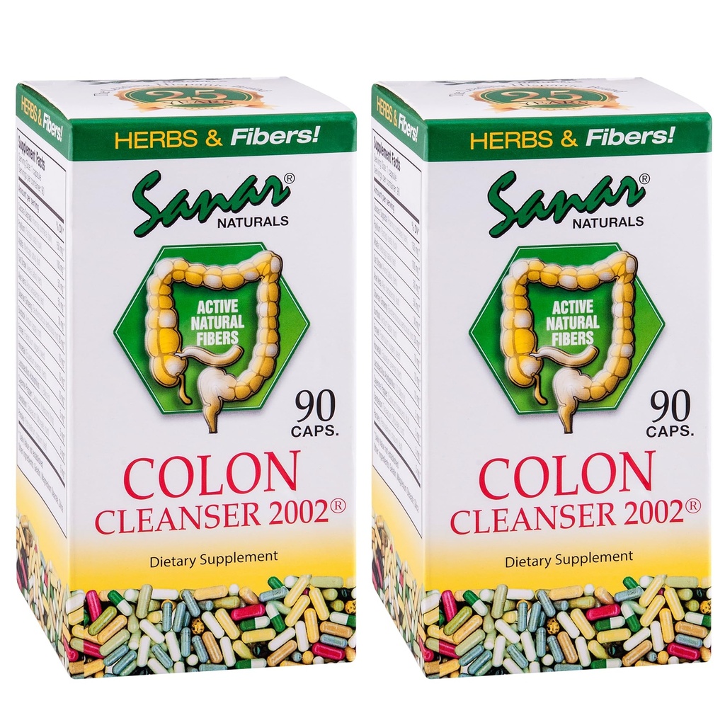 Sanar Naturals Colon Cleanser, 90 Kapsułki (2 Pack) - Fiber dietetyczny, Ziołowy i Probiotyki Mieszanka, Wsparcie pokarmowe, Suplement Colon Cleanse dla kobiet i mężczyzn