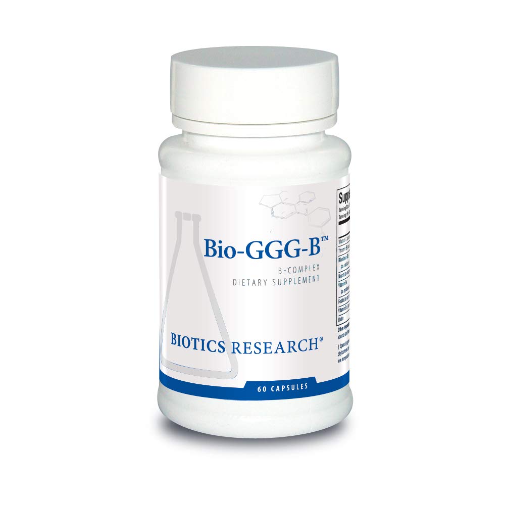 Biotics Research Bio GGG B, B Complex, Biochemicznie aktywowane formy witamin B, Tiamin, Riboflavin, Niacyna, B6, B12, Folate Produce Energy, Optymalizacja pozytywnego nastroju, Zdrowie układu krążenia 60 kapsułki