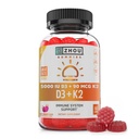 Zhou D3 + K2 - Suplement witaminy D3 K2 dla kobiet i mężczyzn, Immune Support Vit D3 i K2 Gummy, Wolna formuła żelatyny z 5000 IU D3 i MK- 7 - 60 Gummies Veggie (opakowanie 1)