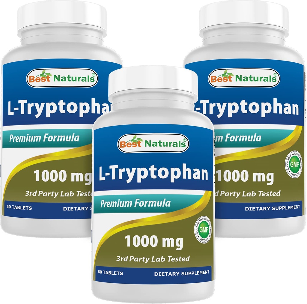 Best Naturals L- Tryptofan 1000 mg 60 tabletek (60 liczenie (opakowanie po 3))