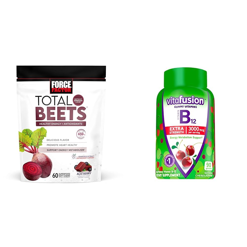 Wyciąg z buraków i winogron plus Vitafusion B12 Gummies, 90 Count Cherry Flavor