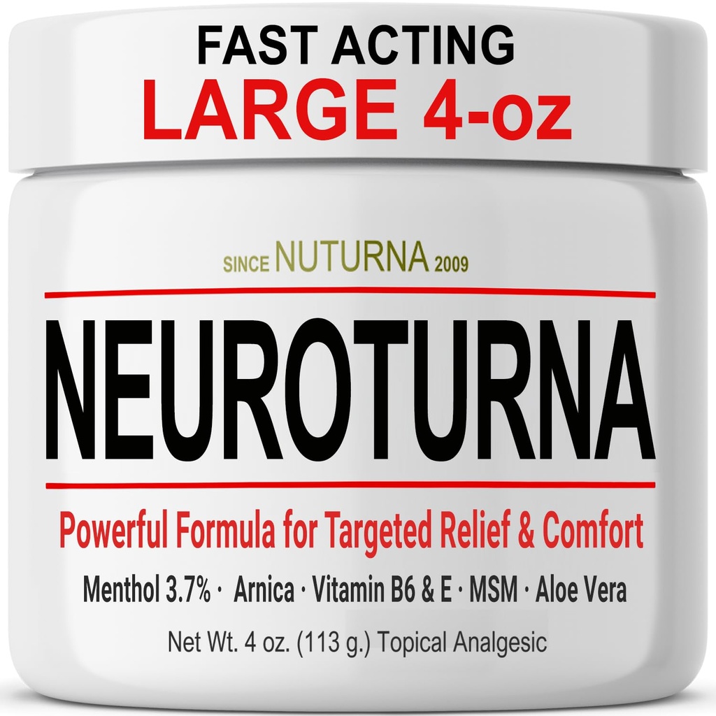 Neuropathy Nerve Relief Cream - Szybkie działanie Max Relief for Feet Hands Legs Toes Back - Ultra Siła Menthol Arnica Aloe Vera MSM, Soothing Natural Nerve Comfort Relief, Paraben- Free 4 Oz