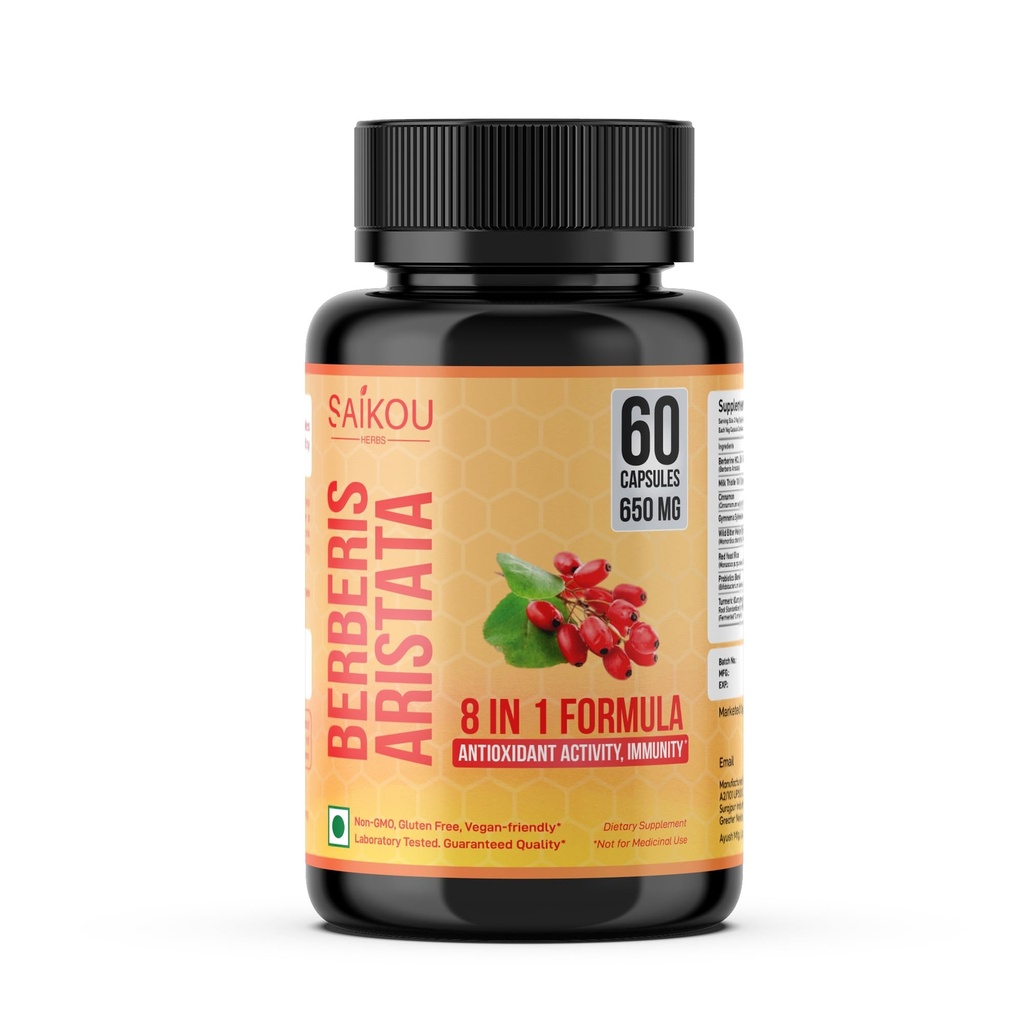 Berberine HCL Extract 1300mg with Milk Thistle, Ceylon Cynamon, Gymnema Sylvestre & Turmeric - 60 kapsułki