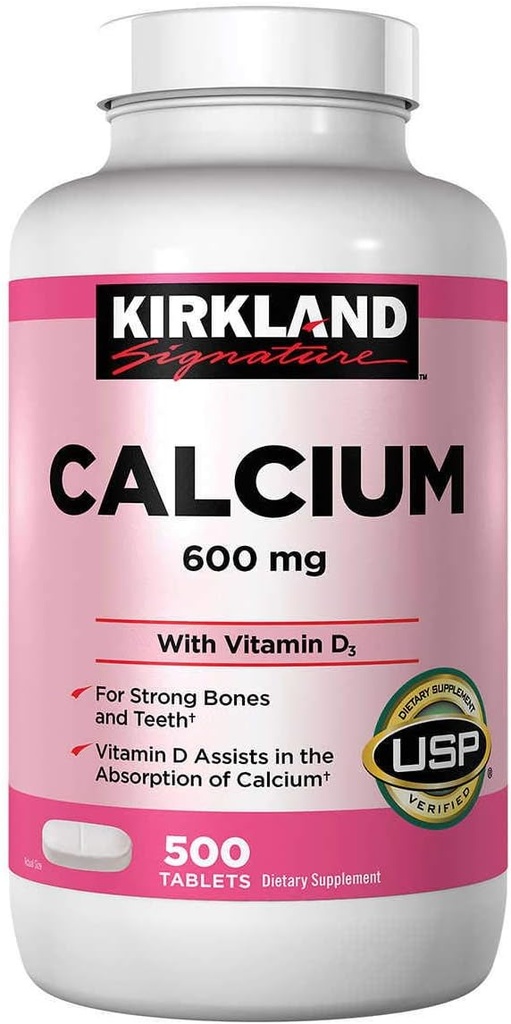 Kirkland Signature Wapń 600 mg z witaminą D3, 500 tabletek (2 opakowania)