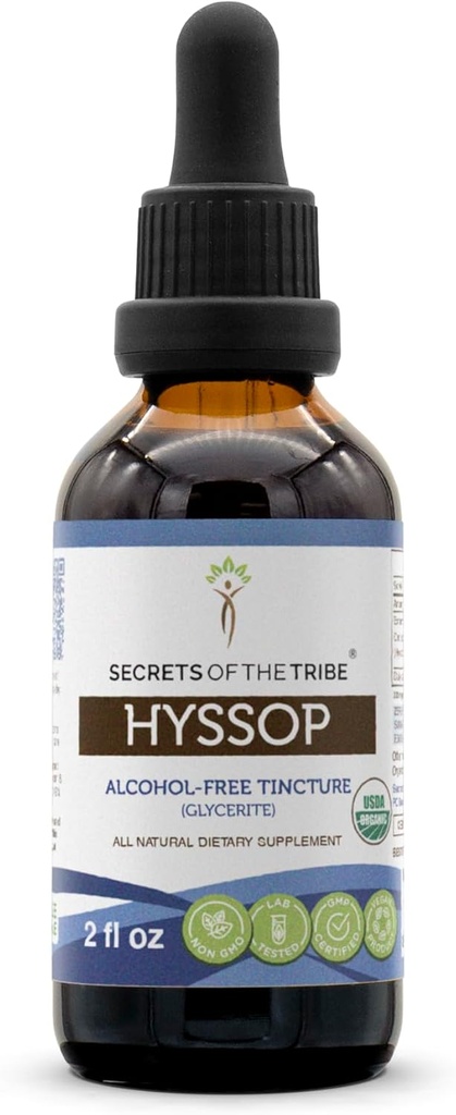 Hyssop USDA Organic Equipment 124; Ekstrakt wolny od alkoholu, Wysokiej mocy Herbal Drops Equipment 124; Made from 100% Certified Organic Hyssop (Hyssopus officinalis) Suszony Herb (2 oz)