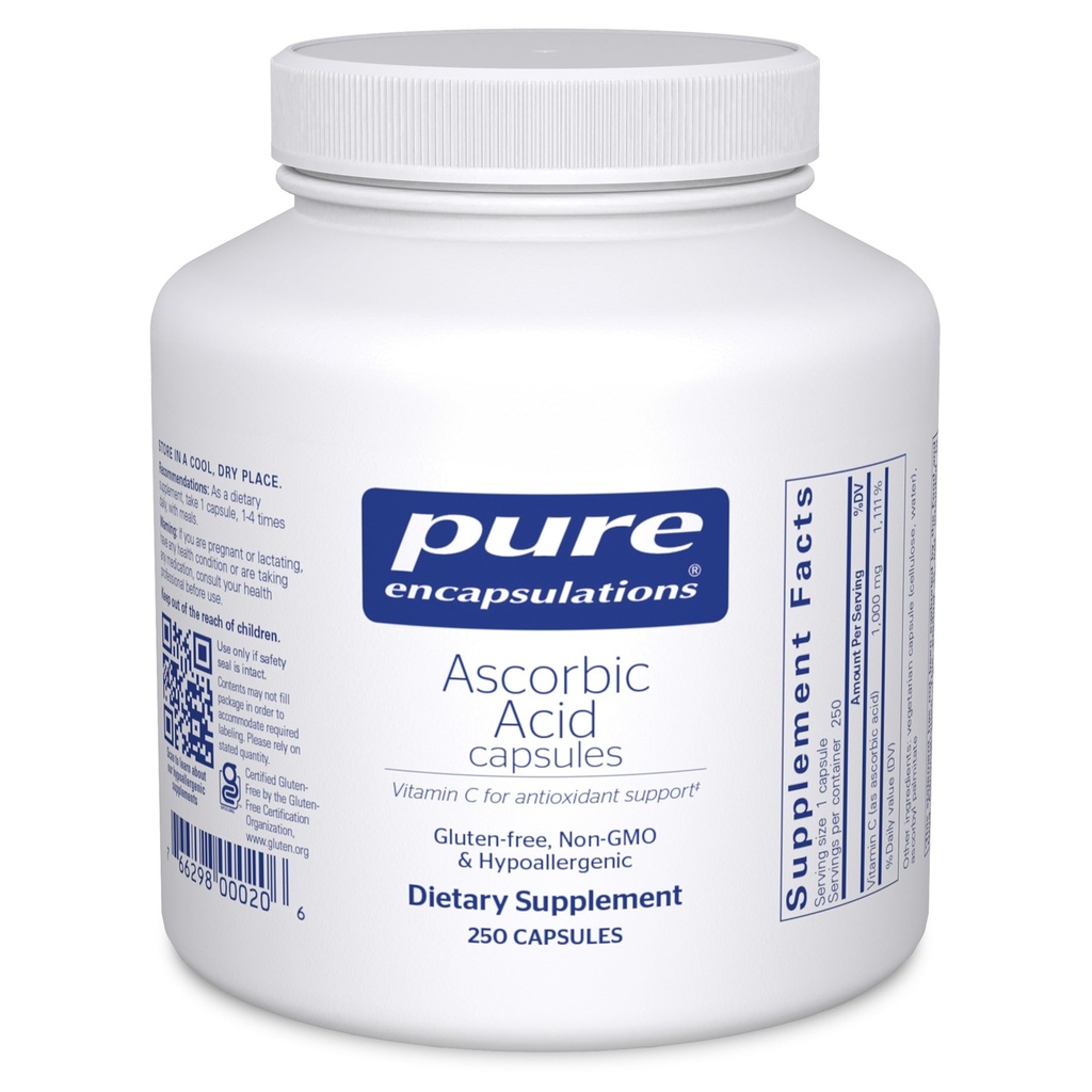 Pure Encapsulations Askorbic Acid Kapsułki - 1000 mg Witamina C - Przeciwutleniacz & Wsparcie immunologiczne