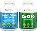 Wapnia Citrate Complex 1000mg + CoQ10 100mg - 365 Kapsułek wegańskich + 240 Pasek Softgeli - Bez witaminy D - Made in USA