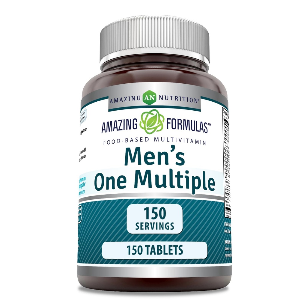 Amazing Formulas Men 's One Multivitamin Supplement Amend124; Food Based Amend124; 150 Tablets Amend124; Perfect Blend of Vitamin, Minerals & Probiotics Amend124; Non-GMO Amend124; Gluten- Free Amend124; Made in USA