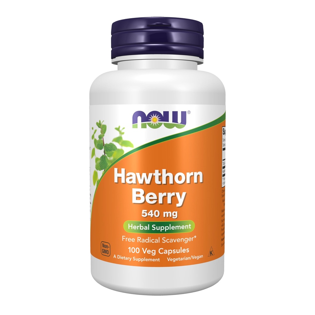Teraz żywności Suplementy, Hawthorn Berry 540 mg, Darmowe Radical Scavenger *, Ziołowy suplement, 100 Kapsułki Veg