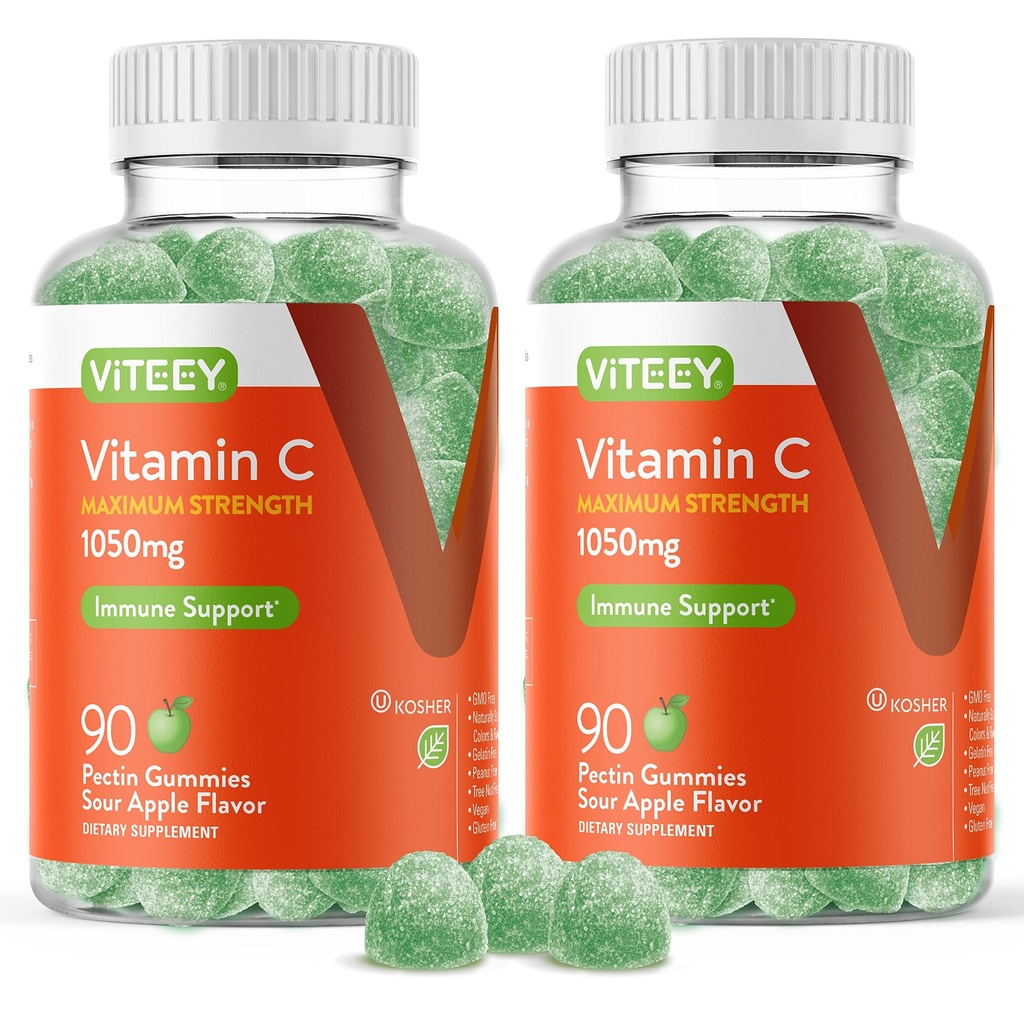 Witeey Gummie do żucia witamina C dla dorosłych - 1050mg Maksymalna moc suplement wsparcia immunologicznego - Wegan, Gluten Free - 180