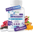 10- in-1 Suplement przeciwutleniaczy, 1700MG Super przeciwutleniacz dla kobiet i mężczyzn, Potężne przeciwutleniacze z NAD, NMNH, Coq10, Resveratrol, Naprawa komórek i zmniejszenie wolne uszkodzenia radykalne, 60 Kapsułki