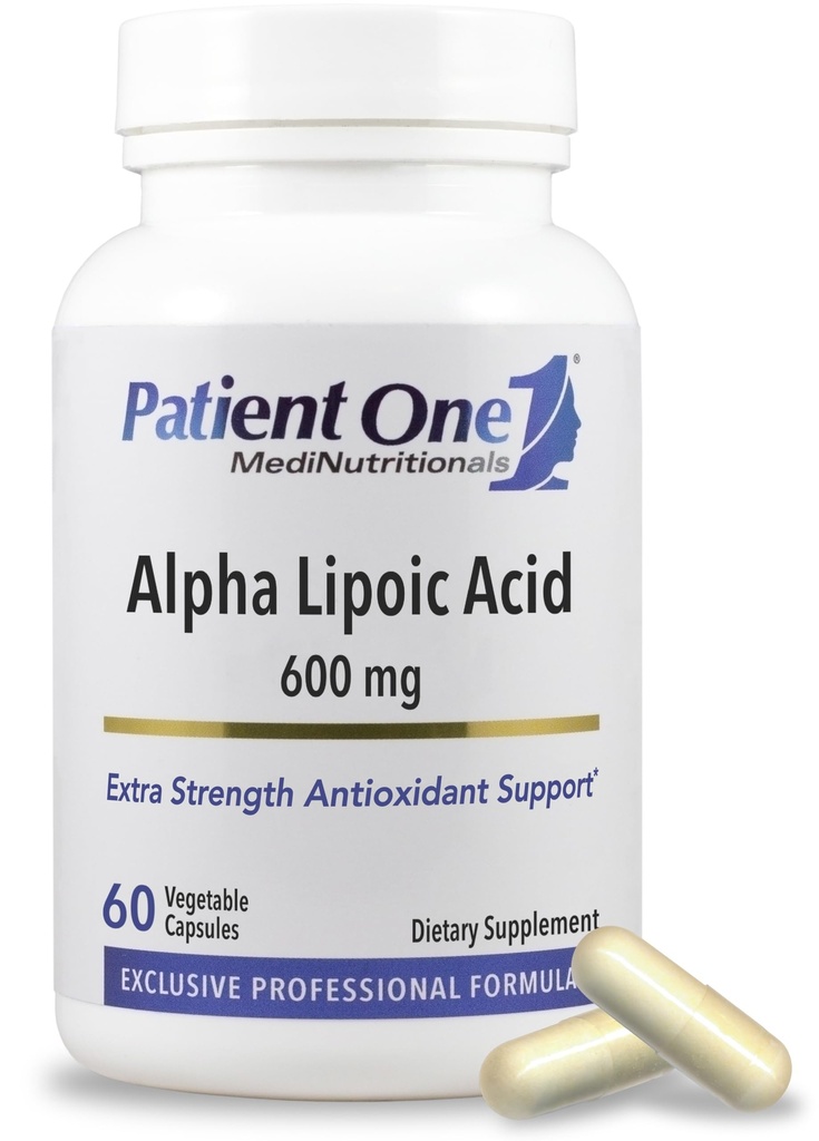 Pacjenta One Alpha Lipoic Acid (ALA) 600 mg Acidum 124; Suplement przeciwutleniający do wsparcia Nerwy i Zdrowia wątroby * Acid 124; 60 Kapsułki